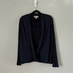 MICHAEL Michael Kors Draped Silk Blouse | Size XL